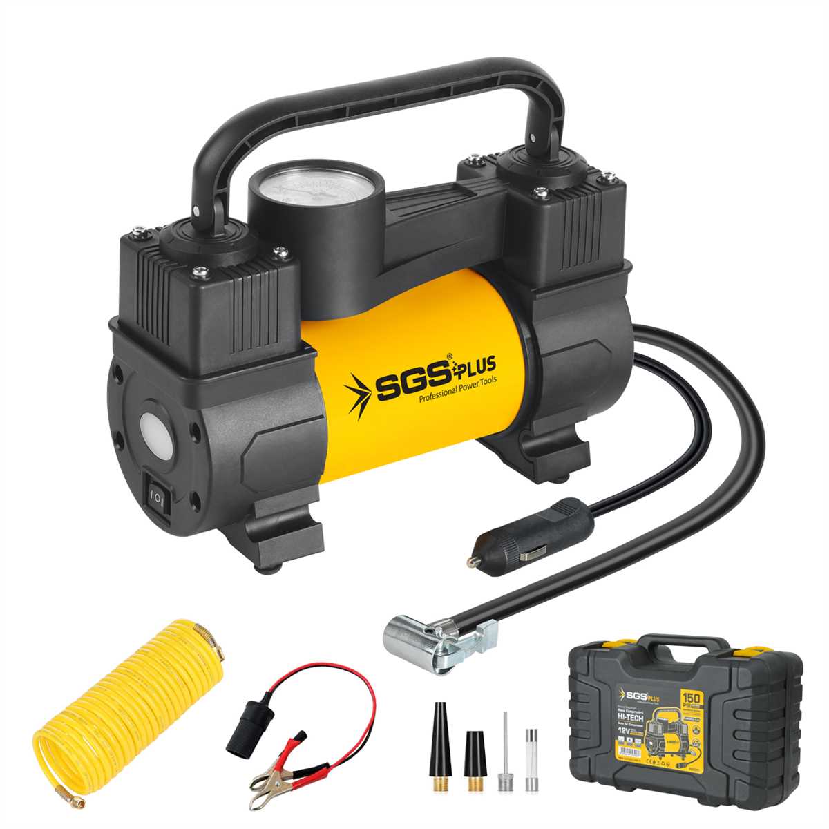 SGS5391 ARAÇ HAVA KOMPRESÖRÜ 12V 150 PSI (BASINÇ GÖSTERGELİ)